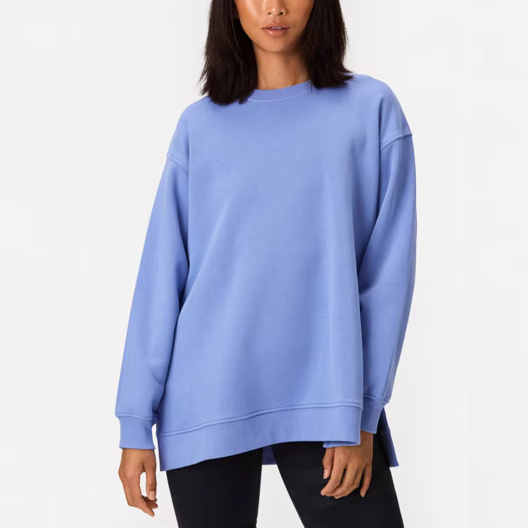 New Fashion Wholesale Cotton Ployester Custom Puckered Crewneck Sweatshirt For Women