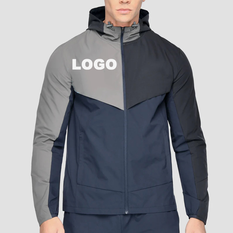 Men Contrast Colors Windbreaker Jackets 100% Polyester Woven Fabric Custom Logo Hot Sales