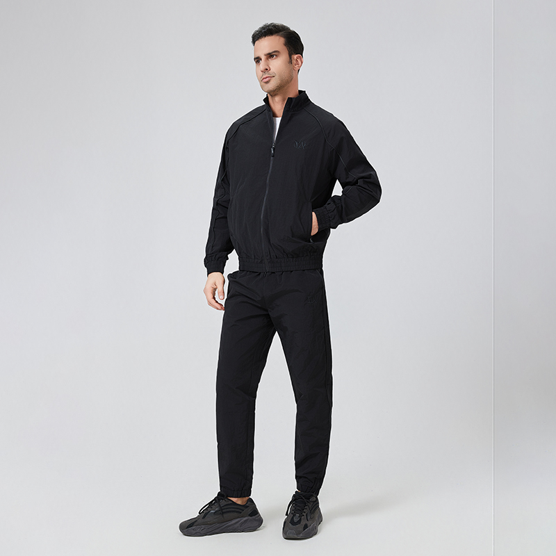 Black Men Tracksuits Launch 3D Silicone Logo Sets 100%Nylon Black Piping Tweny8 Brand Authorised Sport Tracksuit