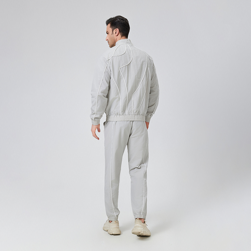 Grey TWN8 Tracksuit 100% Nylon Woven Lightweight Reflective Strip AIKA Factory In Stock Hot Sale detail pictures
