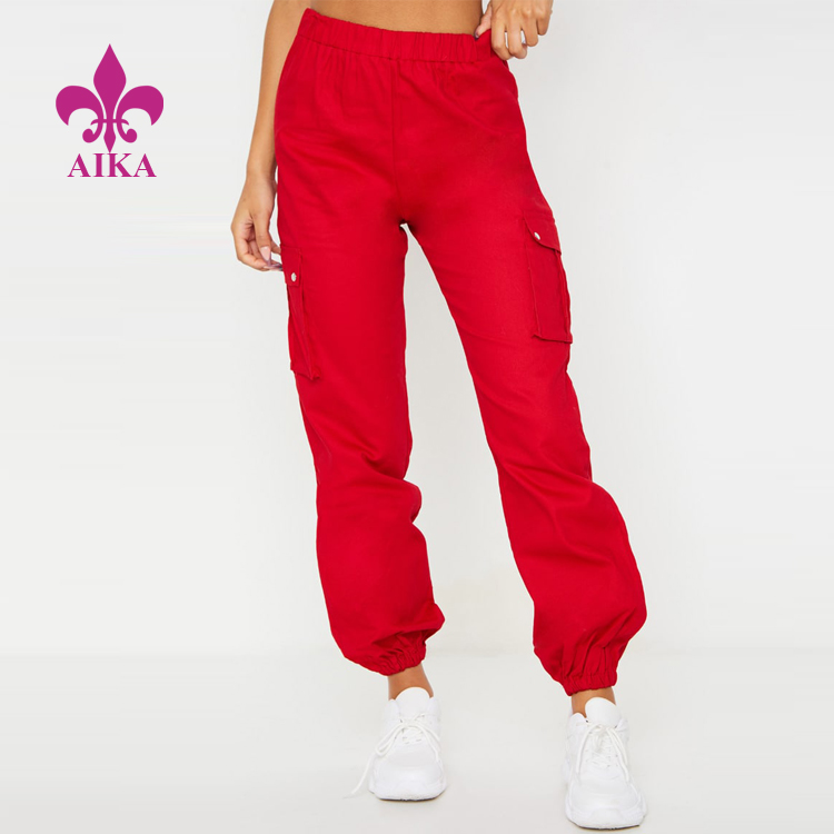 Custom Gym Fitness Wear Lightweight Ladies Elastic Waist Poleyster Women Cargon Jogger Sweat Pants