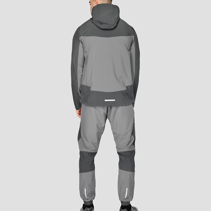 Men Tracksuits 100% Polyester Customized Logo Light Grey Mixed Dark Grey Color Custom Label Clothing Factory detail pictures