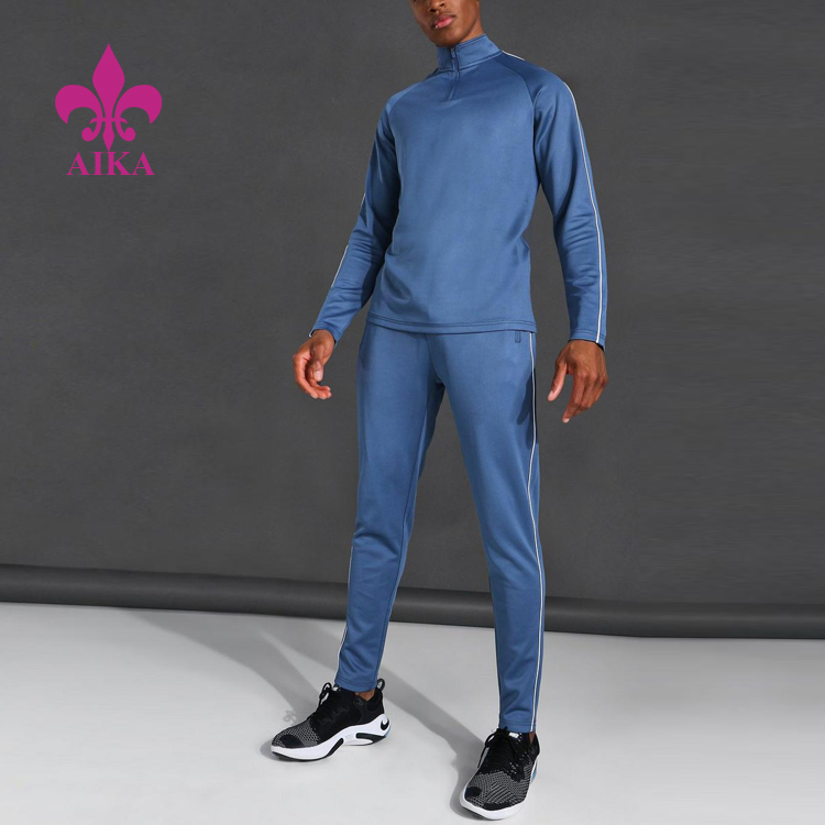 High Quality Custom Logo Polyester Active Piping Detail Funnel Neck Slim Fit Tracksuit Wholesale For Men
