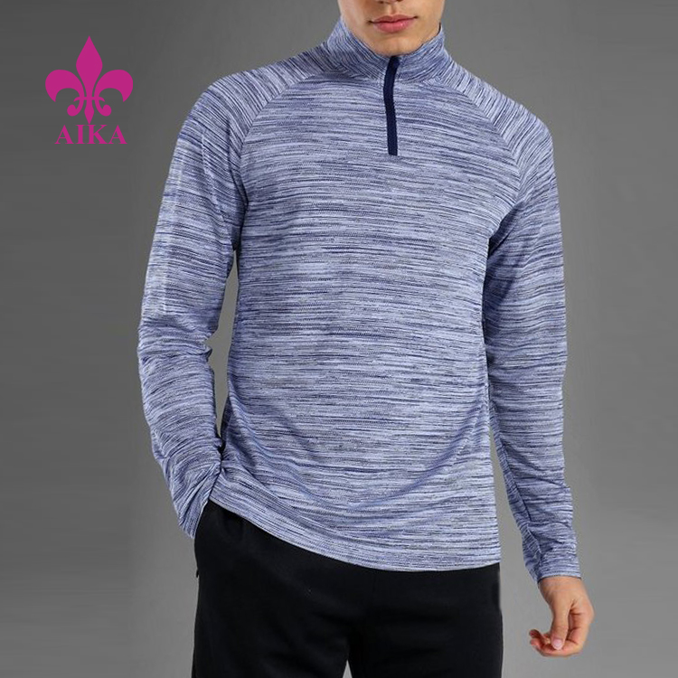 Wholesale Performance Sports Long Sleeve 1/4 Zipper Polyester Gym T Shirts For Man