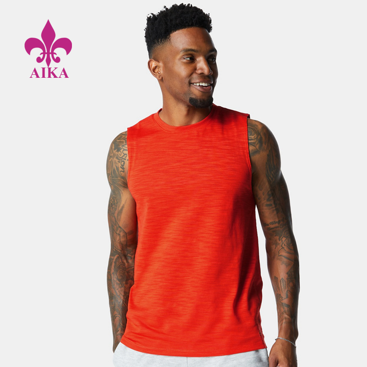 Custom Mens Sport Wear Gym Slim Fit Training Breathable Tank Tops Muscle Polyester Singlet Men