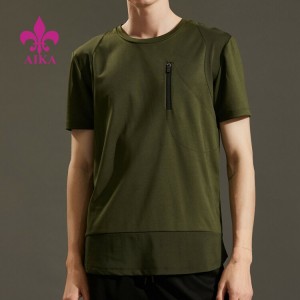 Factory Supply Men′S Sports Wear Joggers -
 Top Sell 2021 Summer Tops Lightweigth Short Sleeve Zipper Pocket Men Crew Neck T Shirt – AIKA