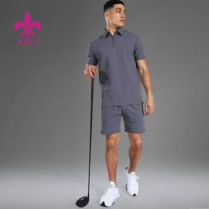 Manufacturer of Cotton Tracksuit Pants Manufacturers -
 New Design High Quality Sweat Suit Anti-pilling Polyester Active Ribbed Polo Top Short Set For Men – AIKA