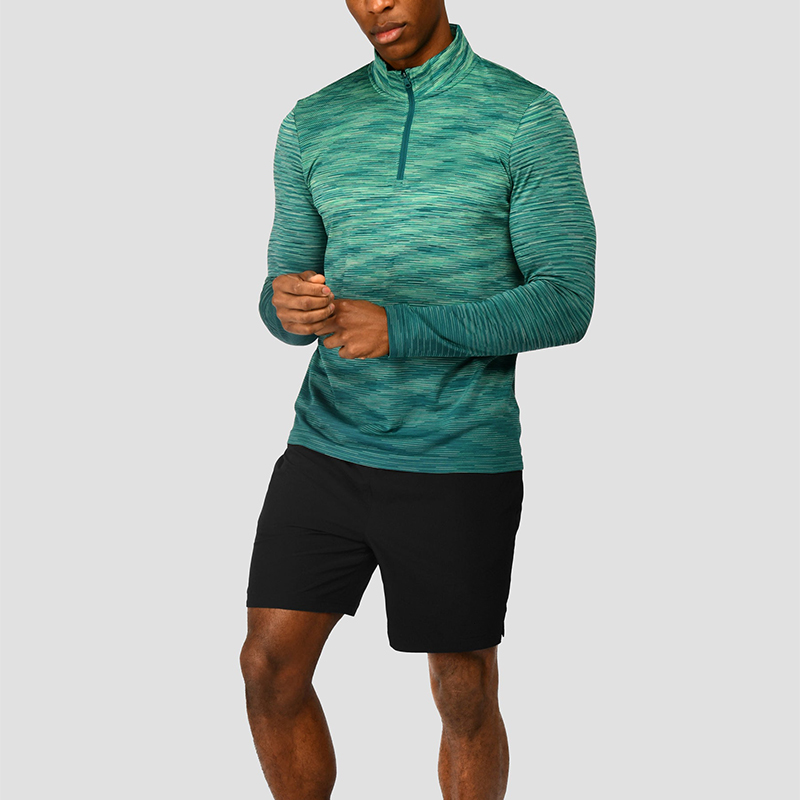 Seamless 1/4 Zip Shirts For Men Slim Fit 62% Polyester 38% Polyamide Lightweight Breathable Clothing Factory
