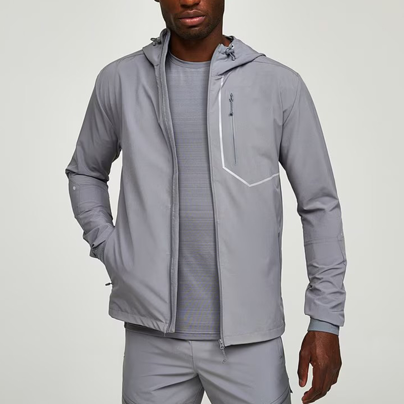 Men Woven Hoodie in Night Owl Full Zip Adjustable Cuffs Toggle Adjustable Hood Custom Brand In Winter