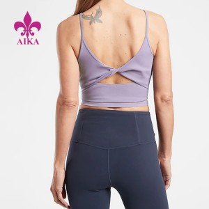 China OEM Compression Leggings -
 China Manufacture Custom Logo Four Way Stretch Women Sexy Twist Back Crop Tank Top – AIKA