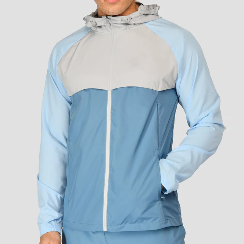 Men Lightweight Windbreaker 100% Polyester Woven Moonstone Light Smoke Grey Steel Blue New Design Customized Manufacturer