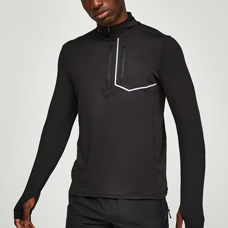 Quarter Long Sleeve T-Shirt For Men 52% Cotton 48% polyester Handy Thumb Loops High Quality Lightweight Athletic Wear