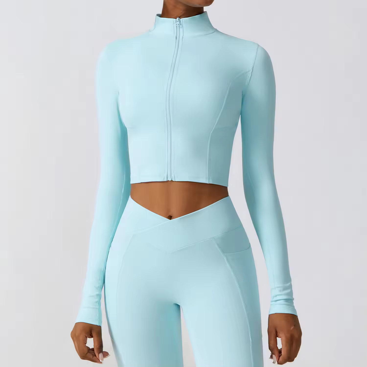 Good Quality Wholesale Nylon Spandex Slim Fit Crop Zipper Jacket For Women Sportswear