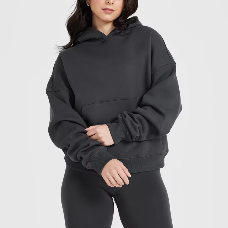 OEM Custom  Athletic Wear Sleeveless Plain Cotton Pullover Hoodie for Women