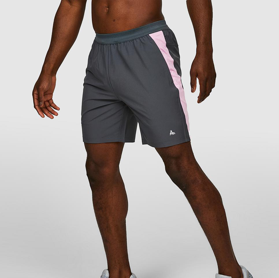 Mens Running  Gym Workout Shorts Custom Pockets Split Hem Contrast Patchwork Quick Dry Sports Active