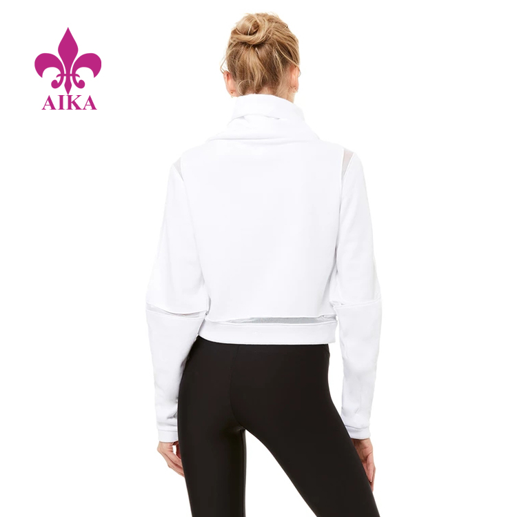 Good Wholesale Vendors Yoga Sets Fitness -
Custom Fashion Design Breathable Mesh Cropped Long Sleeve Top Sports T-shirt for Women – AIKA detail pictures