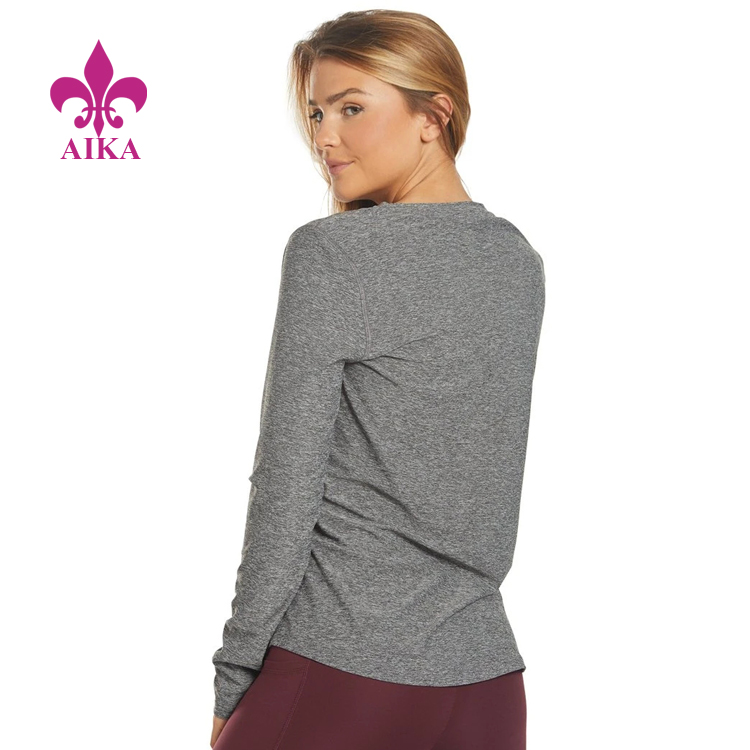 One of Hottest for Yoga Wear – Must-Have Custom Casual Basic Style Lightweight Semi-Fitted Women Long Sleeve Top – AIKA detail pictures