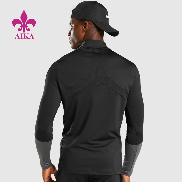 Hot New Products Garment Yoga Pants -
Wholesale Men Clothing Shirts Half Zip Long Sleeve Moisture Wicking Compression Gym T Shirts – AIKA detail pictures