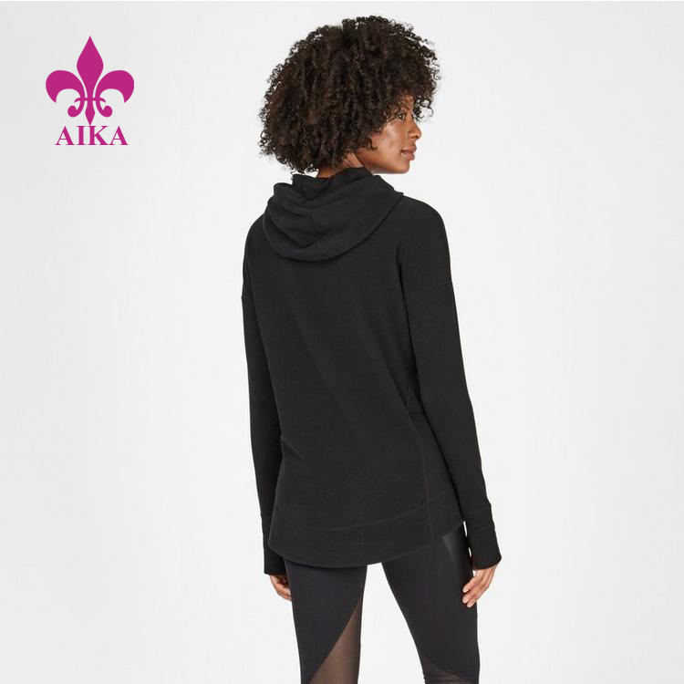 PriceList for Women Yoga Fitness -
Women Yoga Wear Warm Soft Fleece Loose Fit Slip Hem Thumbhole Cosy Sports Hoodie – AIKA detail pictures