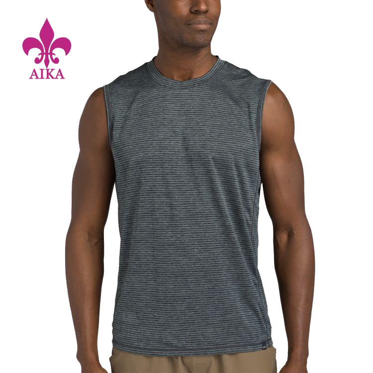 Custom Mens Muscular Striped Vest Sportswear Simple Casual Fitness Training Tank Tops