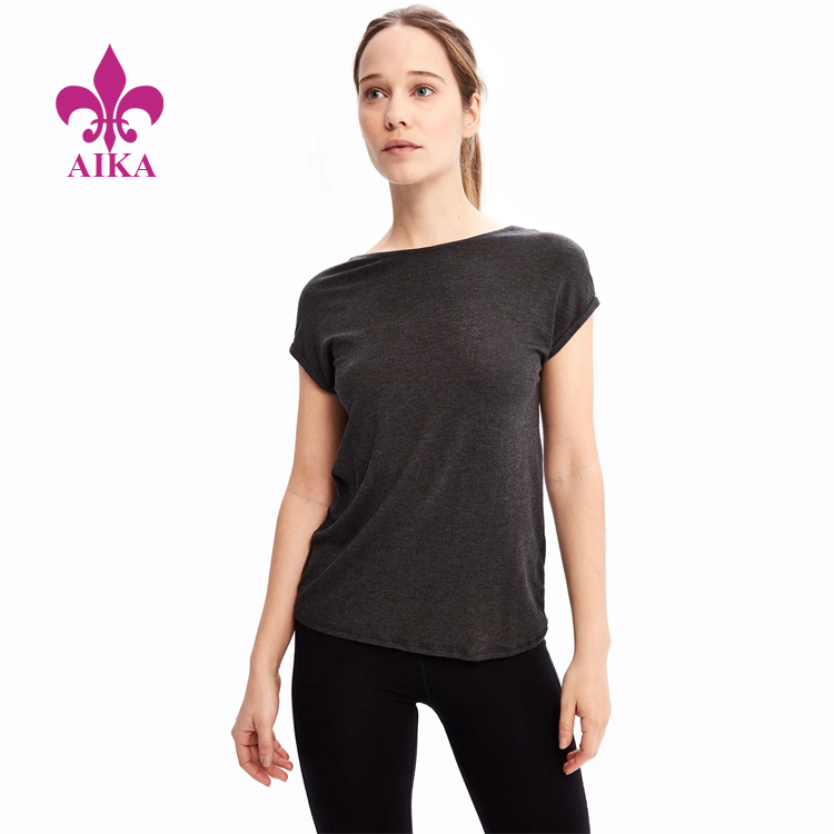 Factory Price For Fitness Yoga Wear -
 High Quality Custom Back Twist Detail Straight Fit Sports Yoga Plain T-shirt for Women – AIKA