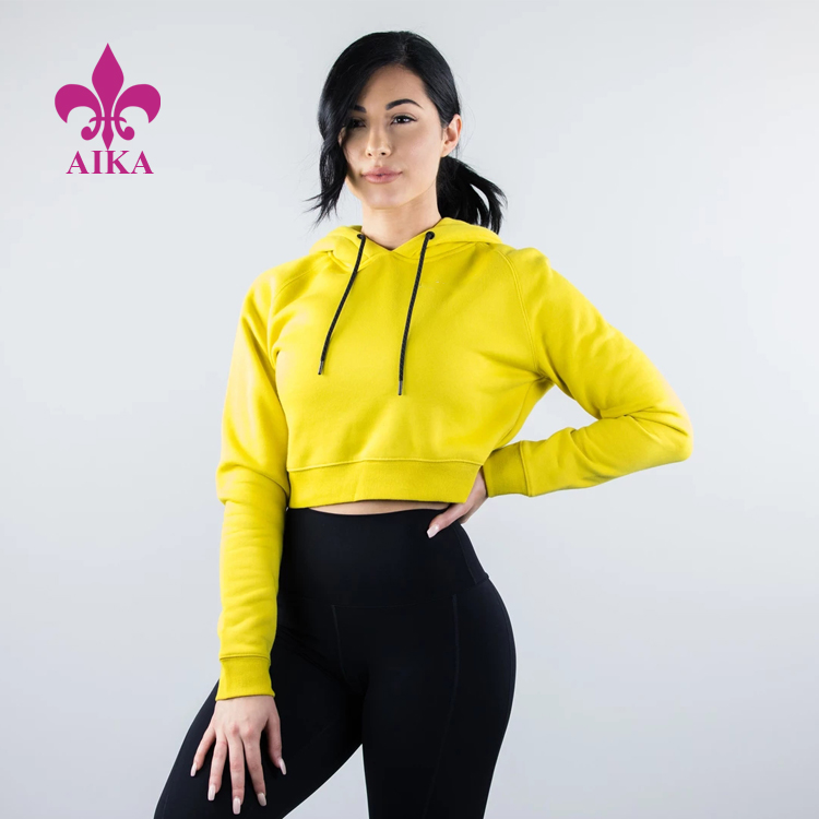 Reasonable price for Casual T Shirts -
High Quality Custom Modern Style Ultra-Soft Fleece Women Crooped Sports Hoodie – AIKA detail pictures