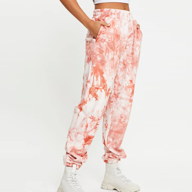 Fashion Design Elastic Waist Cotton Polyester Track Pants Gym Tie Dye Jogger For Women detail pictures