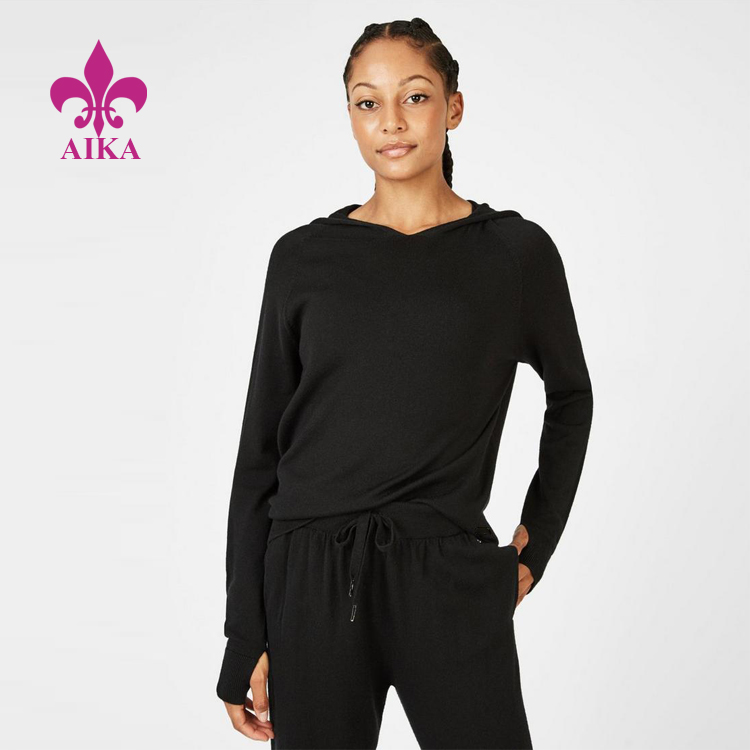High Quality Women T Shirts -
 High Quality Custom Cozy Style Relaxed Fitting Super Soft Glitter Stripe Back Women Sports Hoodie – AIKA