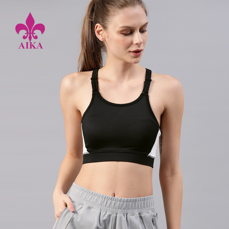 Custom All Day Comfort Black Colourblocked Non-Wired Heavily Padded Sports Yoga Bra