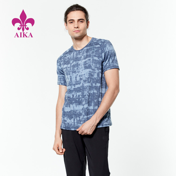 Custom Logo Round Neck Fitness Running Wear Elastic Tee Tops Fitness Clothing Men T Shirt