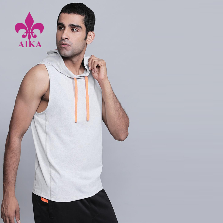 Factory Supply Men Plain Shirt -
New apparel Pullover Hooded With Drawstring sleeveless Gym Training&Running Hoodies for Men – AIKA detail pictures
