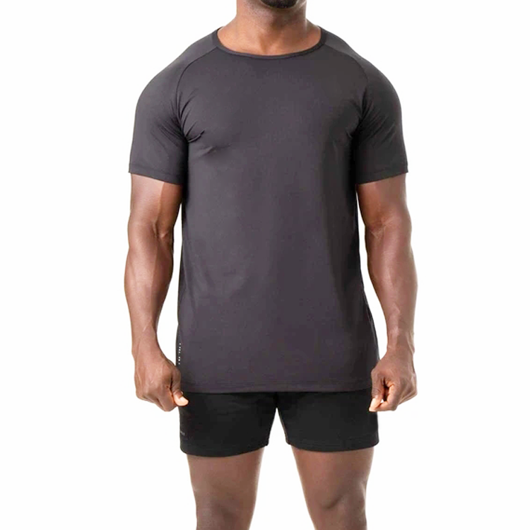 Factory Price Four Way Stretch Slim Fit Mesh Fabric Nylon Custom Workout T shirt For Men detail pictures