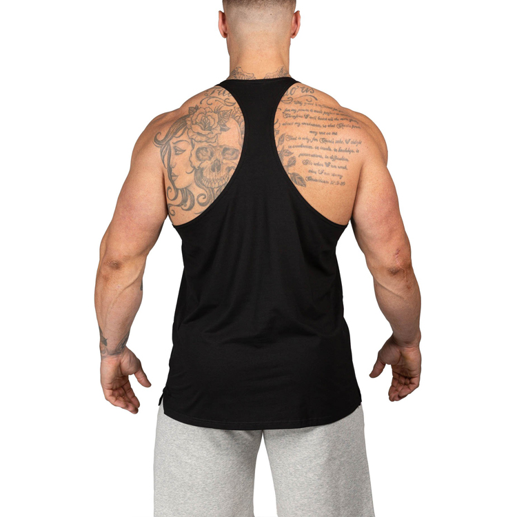 Hot Sale Logo Printing Quick Dry Polyester Spandex Fitness Tank Top For Men detail pictures
