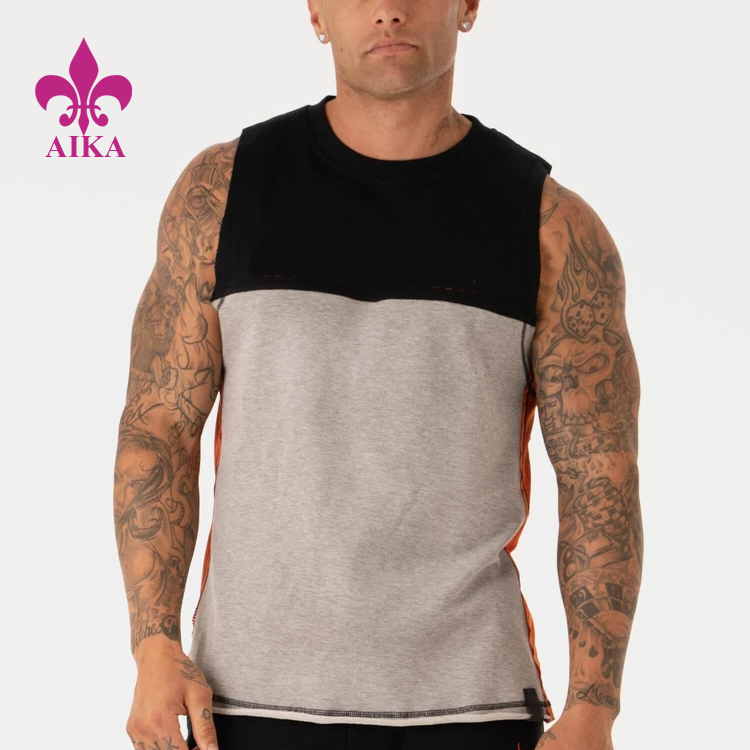 Wholesale Mens Muscular Vest Sportswear Simple Color Contrast Fitness Training Tank Tops