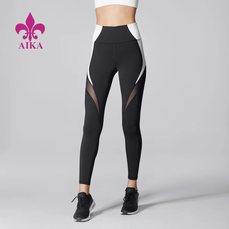 Best Quality Running Wear High Waist Custom Track Pants Color Block Women Yoga Leggings