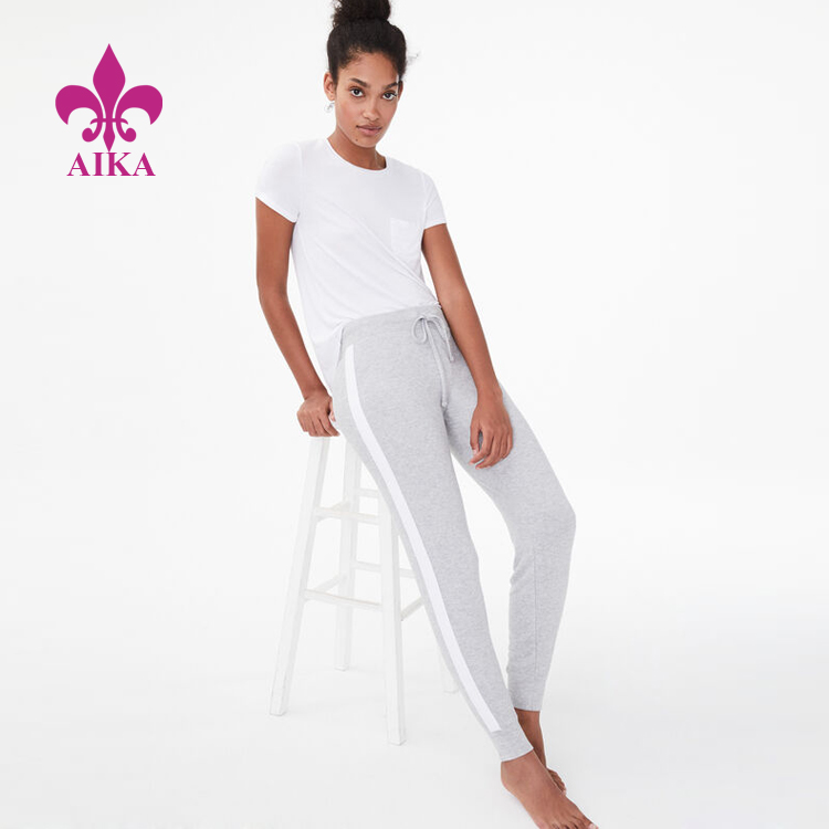 High Quality Custom Popular White Piping Side Detail Sports Joggers for Women
