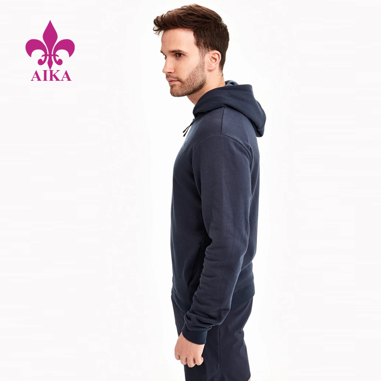 OEM/ODM Supplier Fitness Zip Up Hoodie – Wholesale Custom Active Wear Full Zip Structured Terry Hoodie Jacket Sweatshirt for Men – AIKA detail pictures