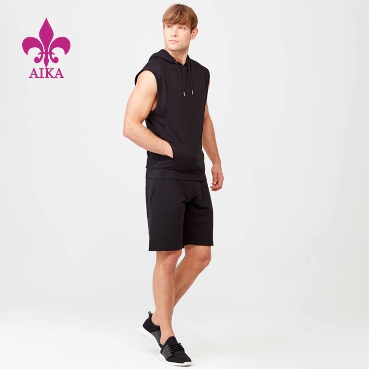PriceList for Open Back Workout Long Sleeve Factory -
Wholesale new apparel sleeveless hoodies Gym Training Running sportswear for Men – AIKA detail pictures