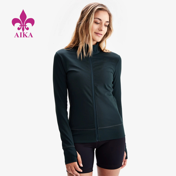 Best Price on Plain Tracksuits -
New Stylish Women Gym Clothes Slim Fit Thumb holes Sports Yoga Cardigan Jacket – AIKA detail pictures