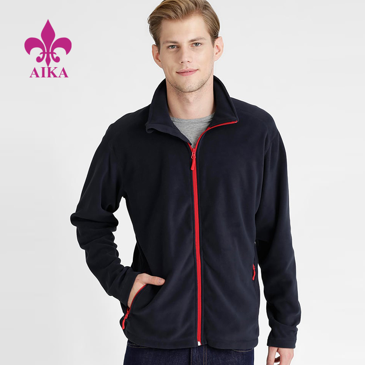 Custom Men Sports Wear Fleece High Collar Plain Breathable Keep Warm Gym Zipper Hoodie Jacket