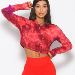 PriceList for Fitness Tank Tops -
 Cover Up Wholesale Cropped Top Wear With Thumb Holes Women’s Tie Dye Hoodie – AIKA