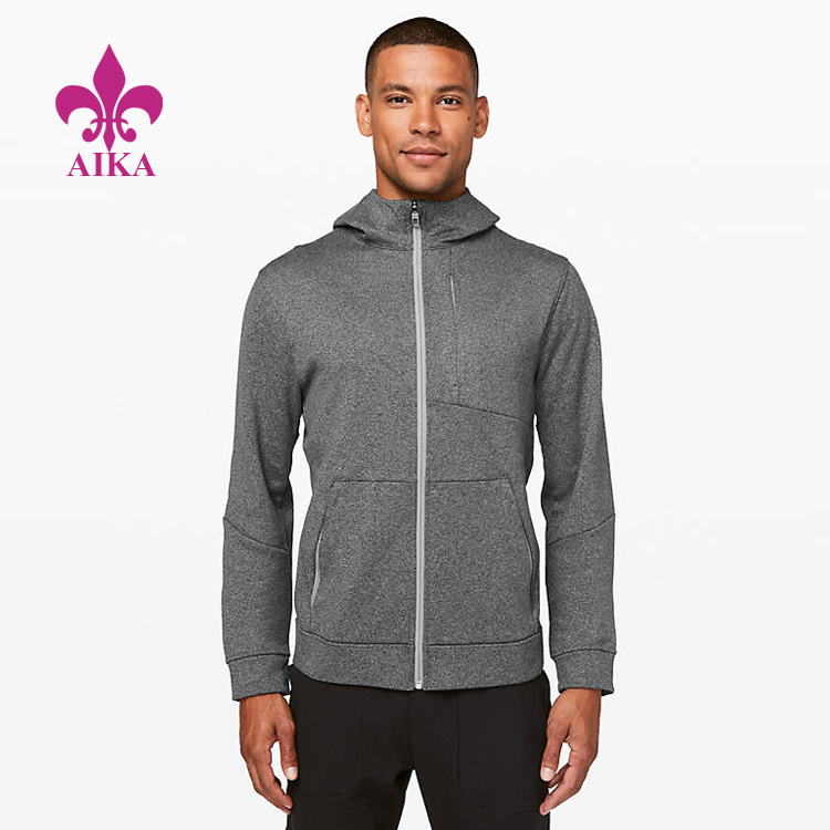 Custom Sports Wear Fleece Sweat Zip Chest Pocket Hoodie Jacket Sports Sweatshirt