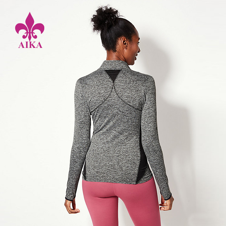 Factory directly supply Gym T Shirts -
Fashion Design High Neck Slim Fit Quick Dry Long Sleeve Sports Running Jacket for Women – AIKA detail pictures