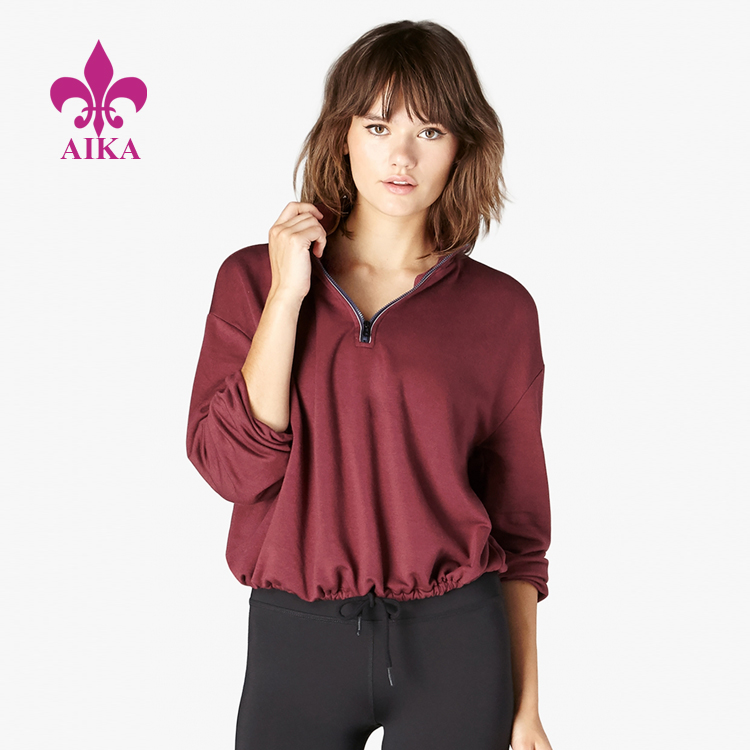 Top Quality Sports Bra Supplier -
 Women Gym Clothes Cozy Fleece Zip Front Loose Fit Cropped Pullover Sweatshirt Hoodie – AIKA