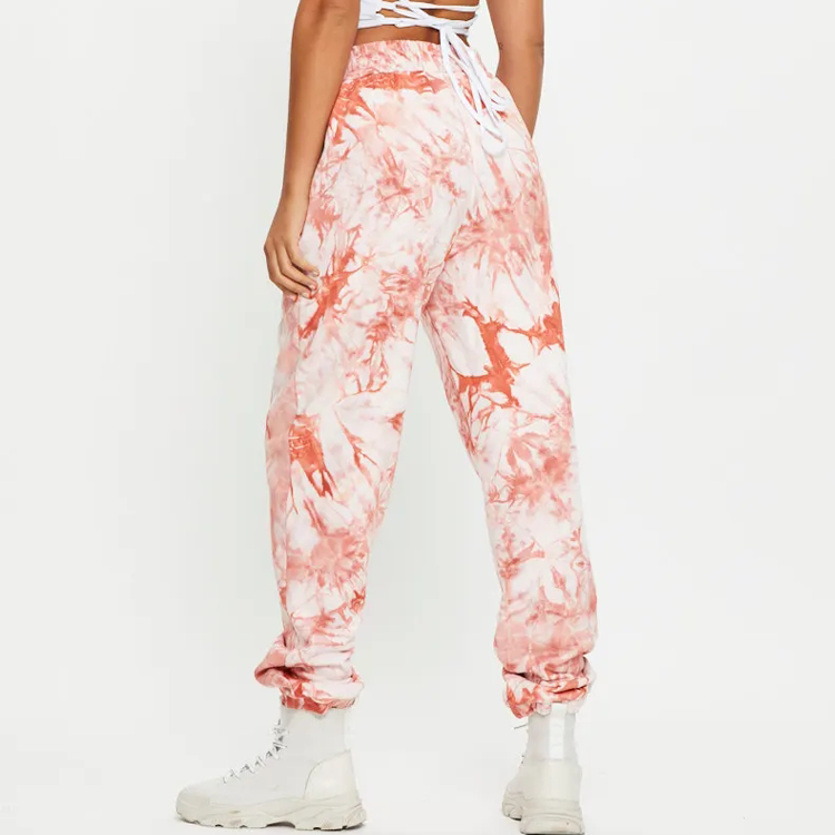 Fashion Design Elastic Waist Cotton Polyester Track Pants Gym Tie Dye Jogger For Women detail pictures