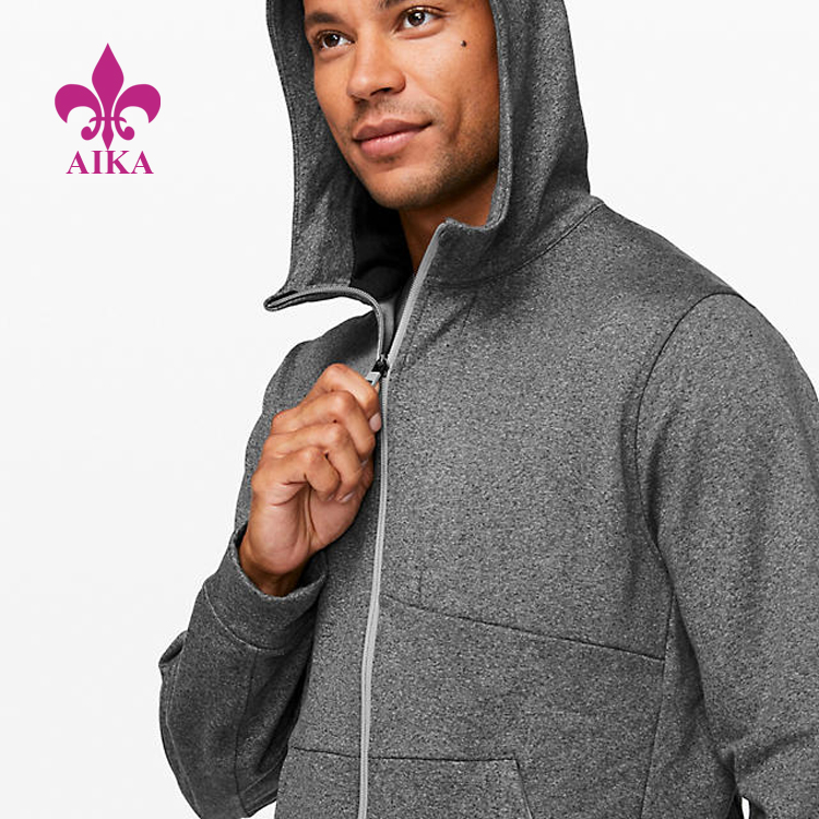 Custom Sports Wear Fleece Sweat Zip Chest Pocket Hoodie Jacket Sports Sweatshirt