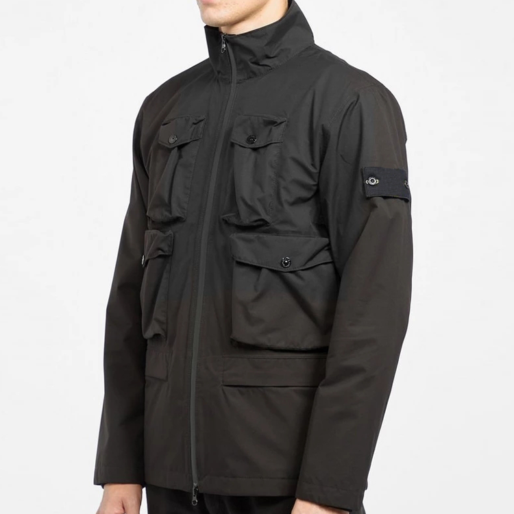 100% Polyester Windproof Full Zip High Neck Fitness Gym Jacket For Men