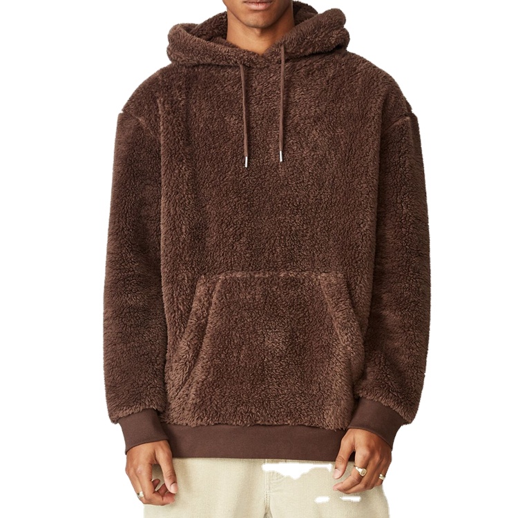 OEM Factory Price Drop Shoulder Warmth Soft Gym Fleece Hoodie For Men With Kangaroo Pocket