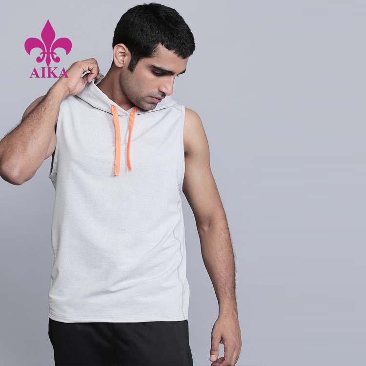 Factory Supply Men Plain Shirt -
New apparel Pullover Hooded With Drawstring sleeveless Gym Training&Running Hoodies for Men – AIKA detail pictures