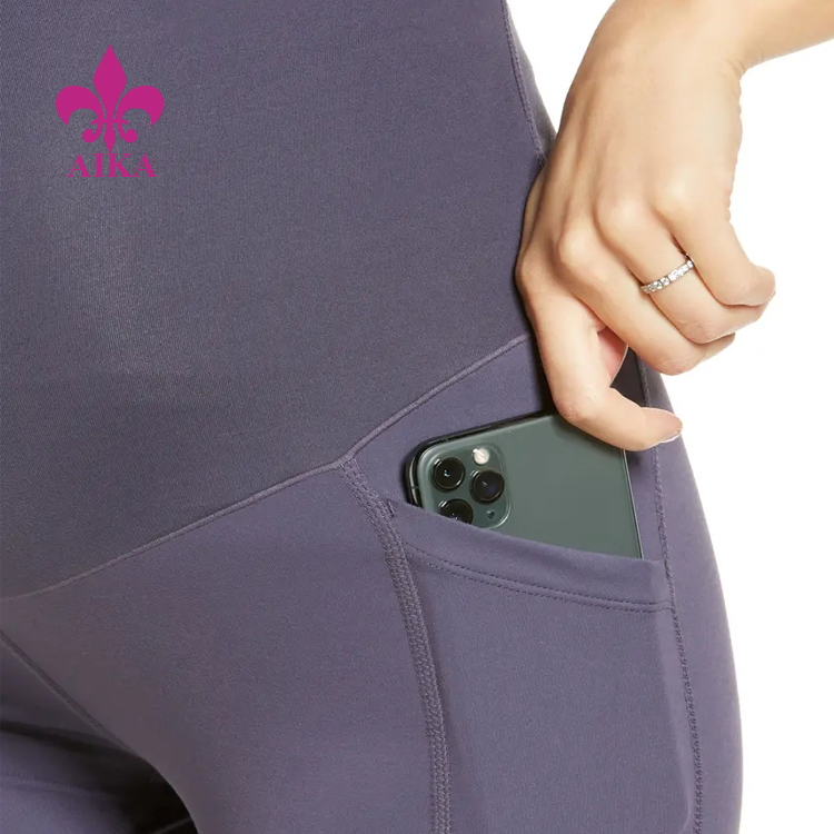 Custom Slim Fit Yoga Breathable Quick Dry Polyester Spandex Maternity Shorts for Women detail pictures